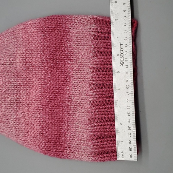 Handmade Knit Hat Pink Adult Large 20" - Picture 6 of 7